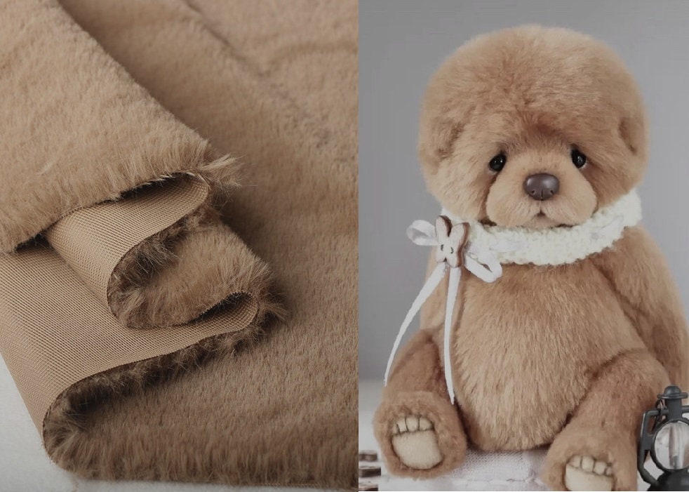 Brown Fabric Teddy Bears Fabric For Doll Making Long Pile 150cm x 40cm ( 59