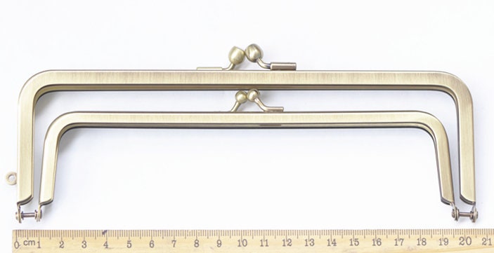20.5cm x 7cm (8"x 2 3/4") Brushed Brass Double Purse Frame Glue In Style Bag Hanger High Quality