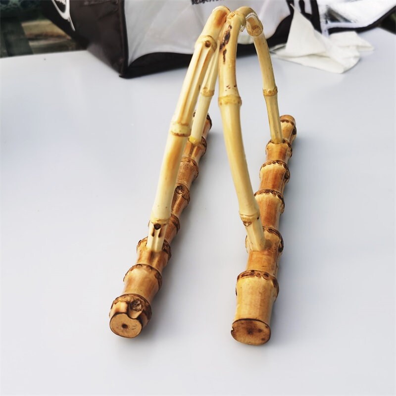 A Pair of Bamboo / Ratton Handle Handcraft Material for Handbag Making 24cm