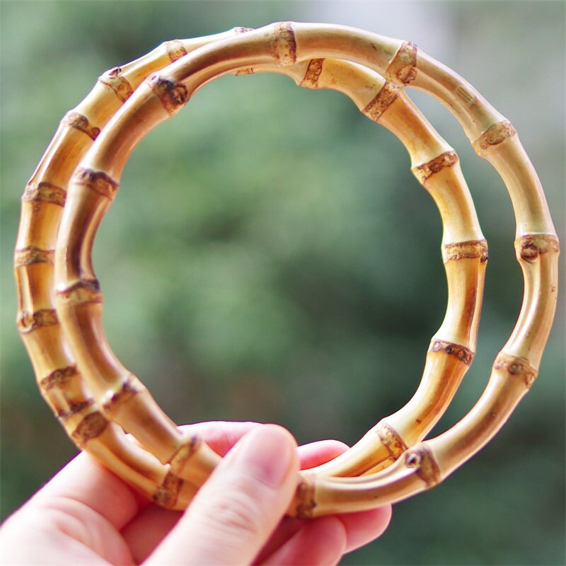 A Pair of Bamboo / Ratton Handle Handcraft Material for Handbag Making 12cm/14cm/17cm