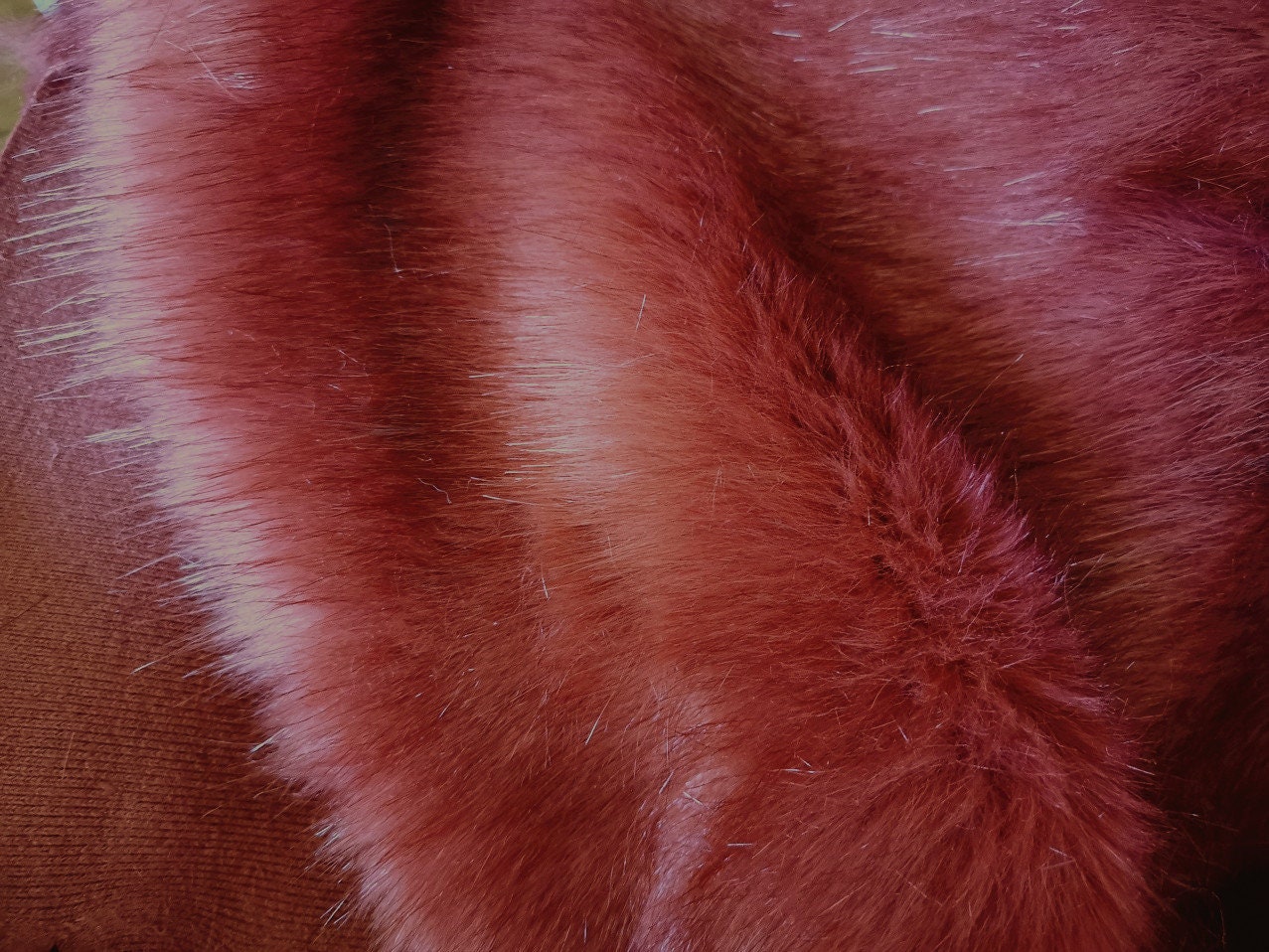 Vintage Red Fabric Long Pile Style Teddy Bears Fabric For Doll Making 45cm x 37cm