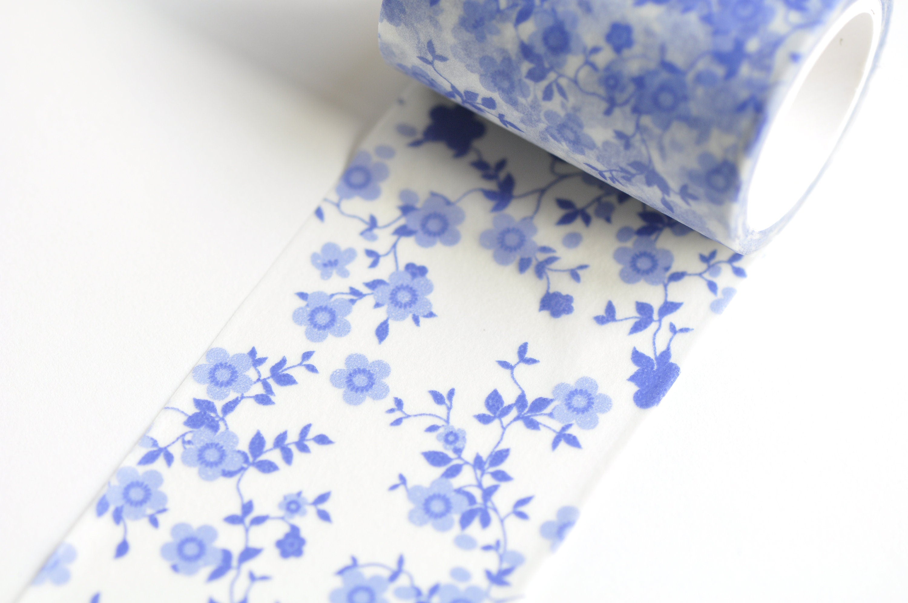 Vintage Blue Masking Tape Blue Flower Wide Washi Tape 50mm x 5 Meters Roll No.12044