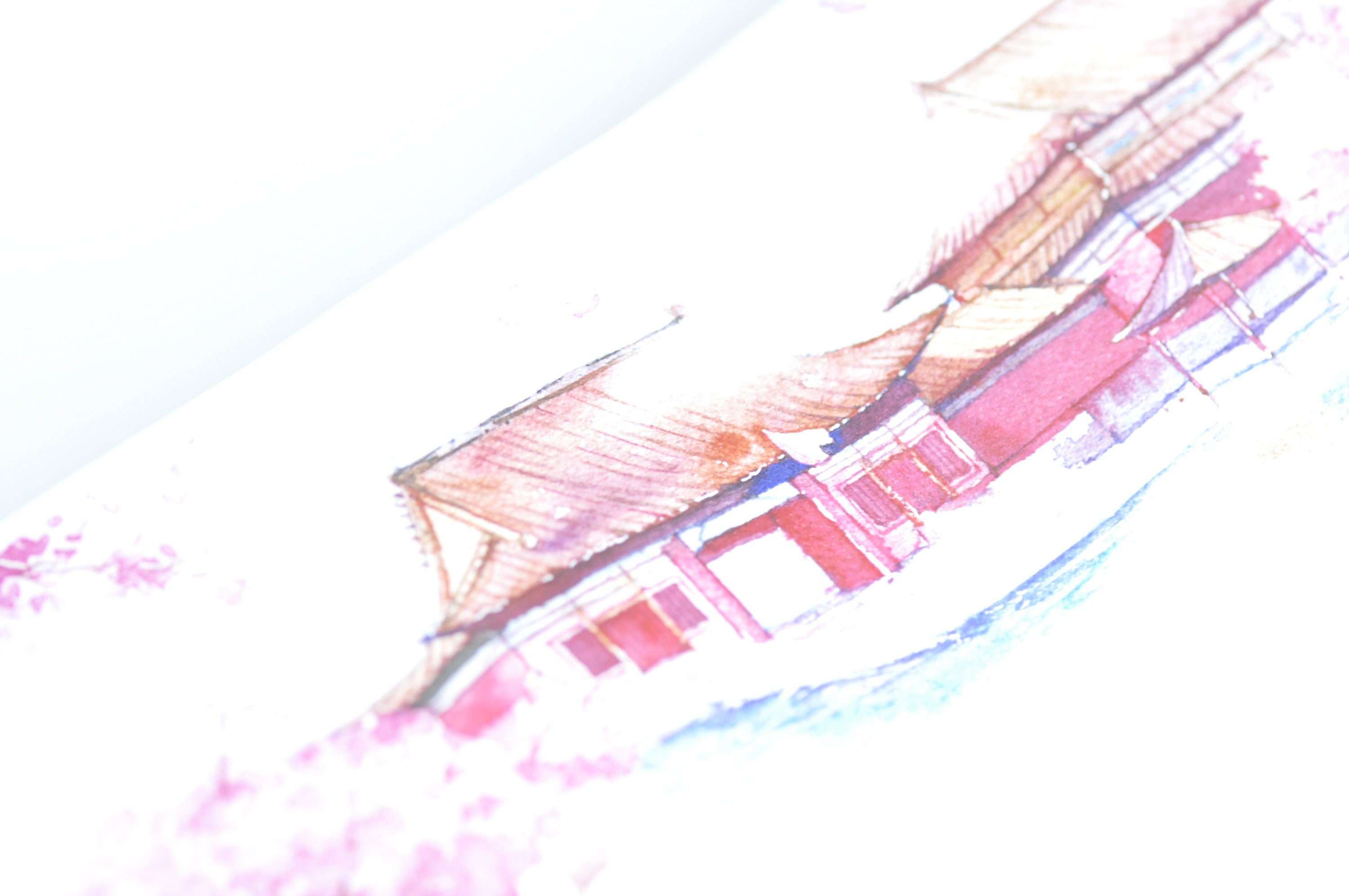 Traditional Asian Building Washi Tape Super Wide Paper Tape 70mm Wide x 5 Meters Roll No.12255