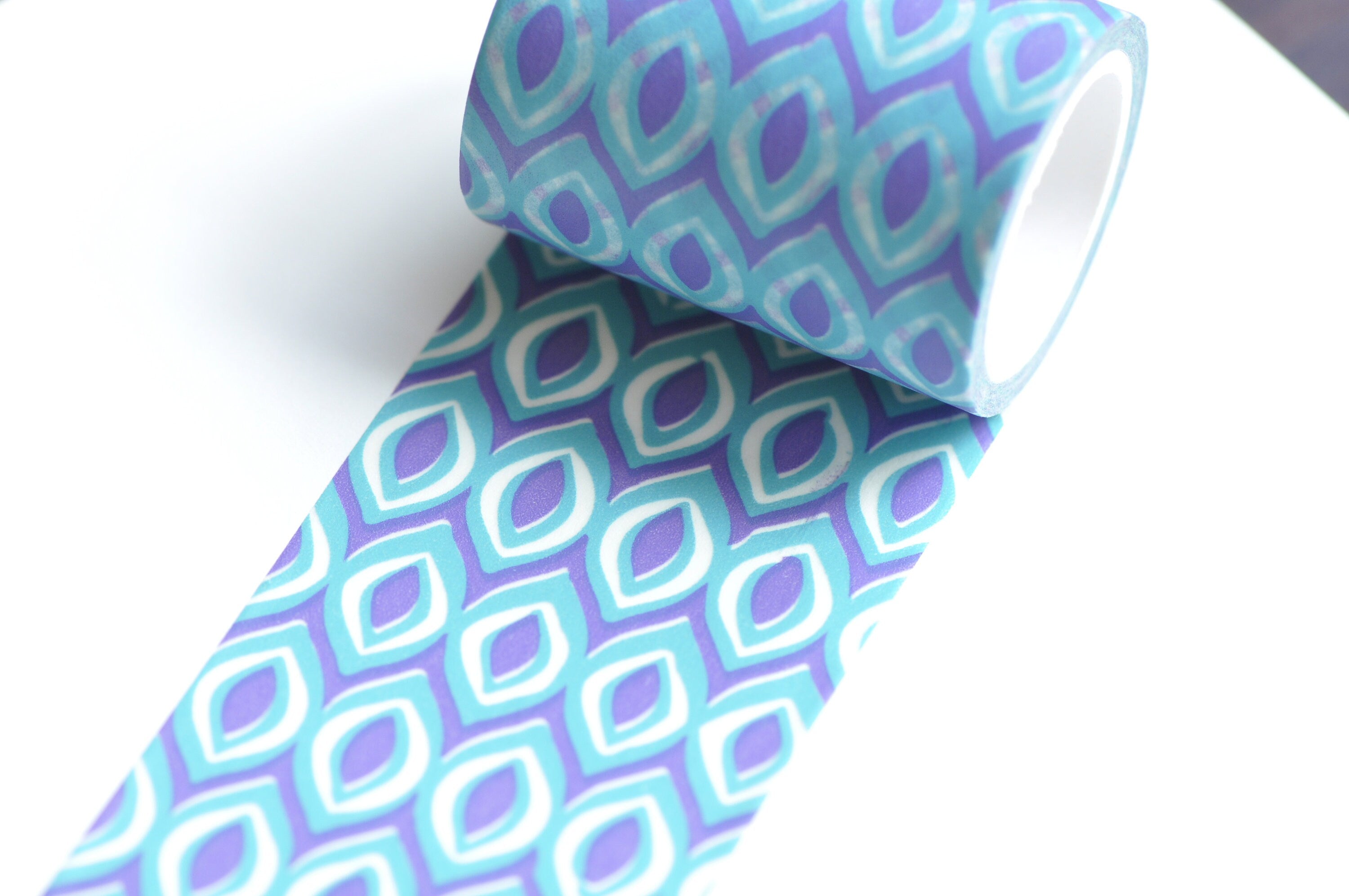 Retro Blue Pattern Wide Washi Tape Journal Supplies 50mm x 5 Meters Roll