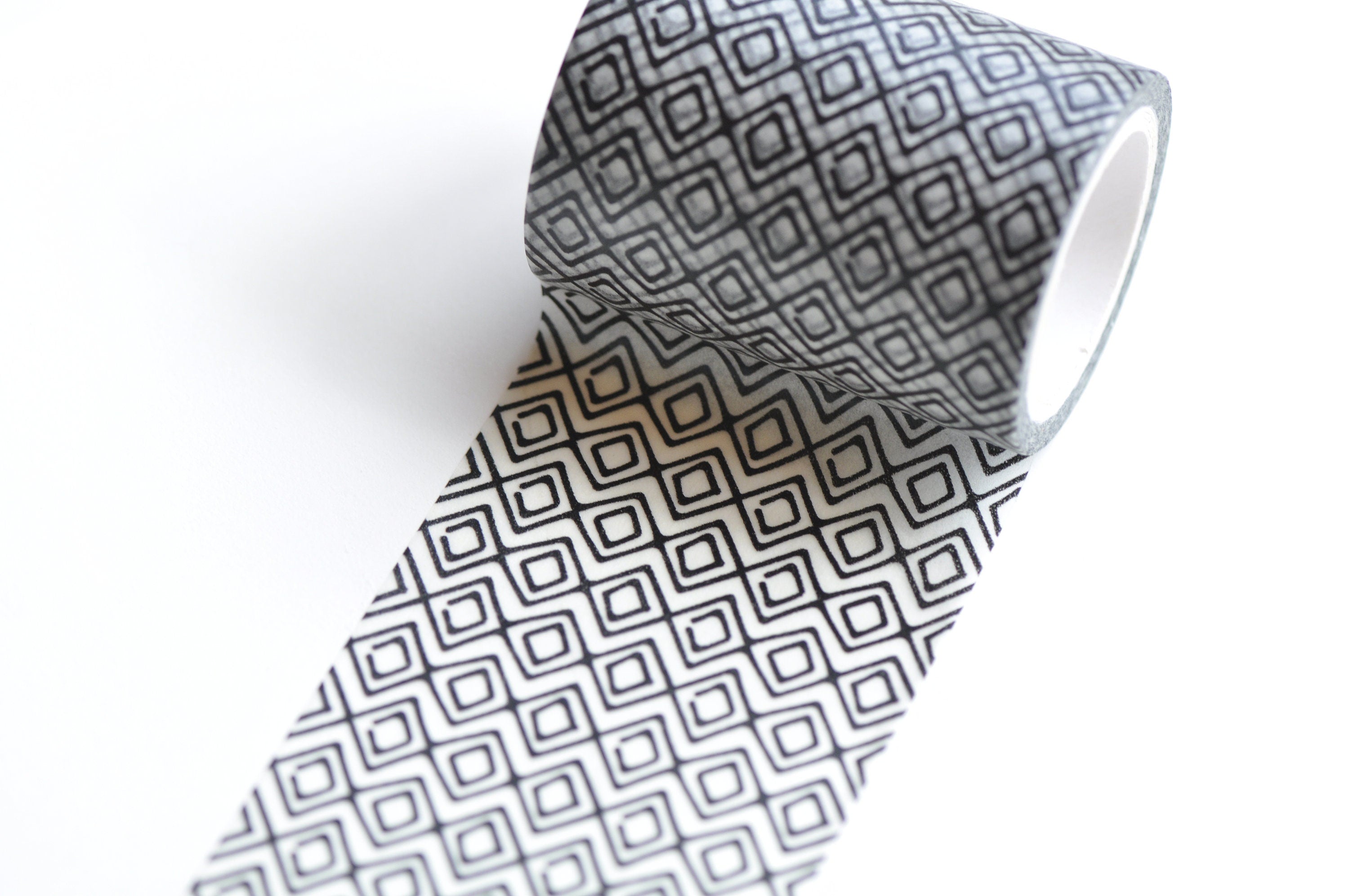 Black Geometry Wide Washi Tape Journal Supplies 50mm x 5 Meters Roll No.12225