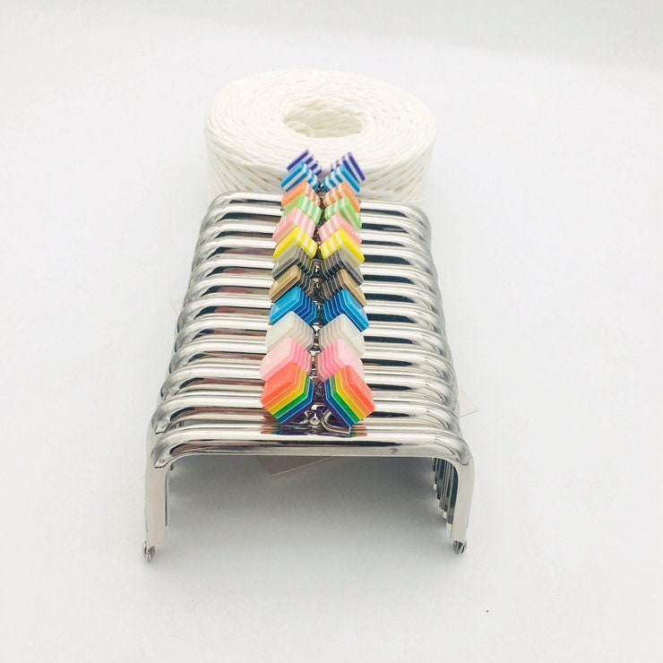 10cm x 4.5cm Sugar Color Kiss Lock Silver Purse Frame Glue In Style