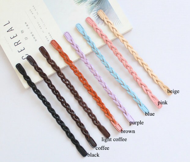 A Pair Weave Leather Handbag Handle Set Width 12mm x 26cm Pick Color