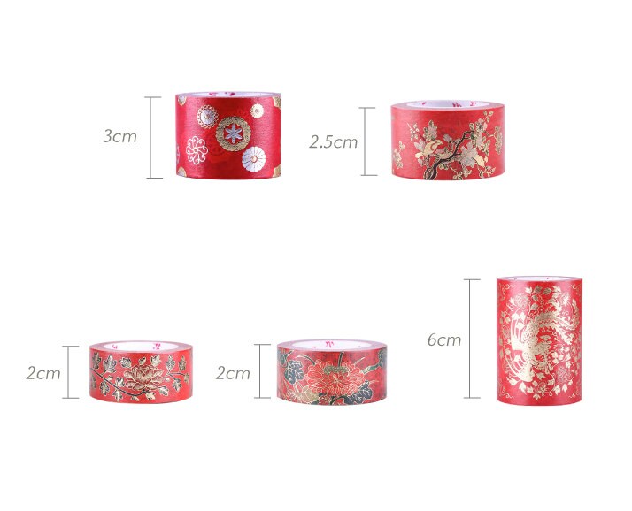 Vintage Washi Tape Foil Gold Set of 5 Rolls Masking Tape Journal Supplies