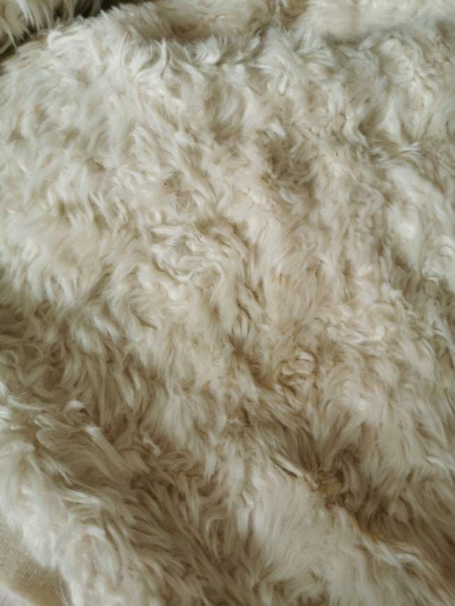 White Fabric Long Pile Teddy Bear Making Measurements 140cm x 45cm ( 55