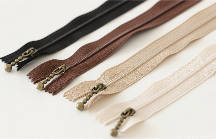 Nylon Zippers White/Beige/Coffee/Black Pick Length