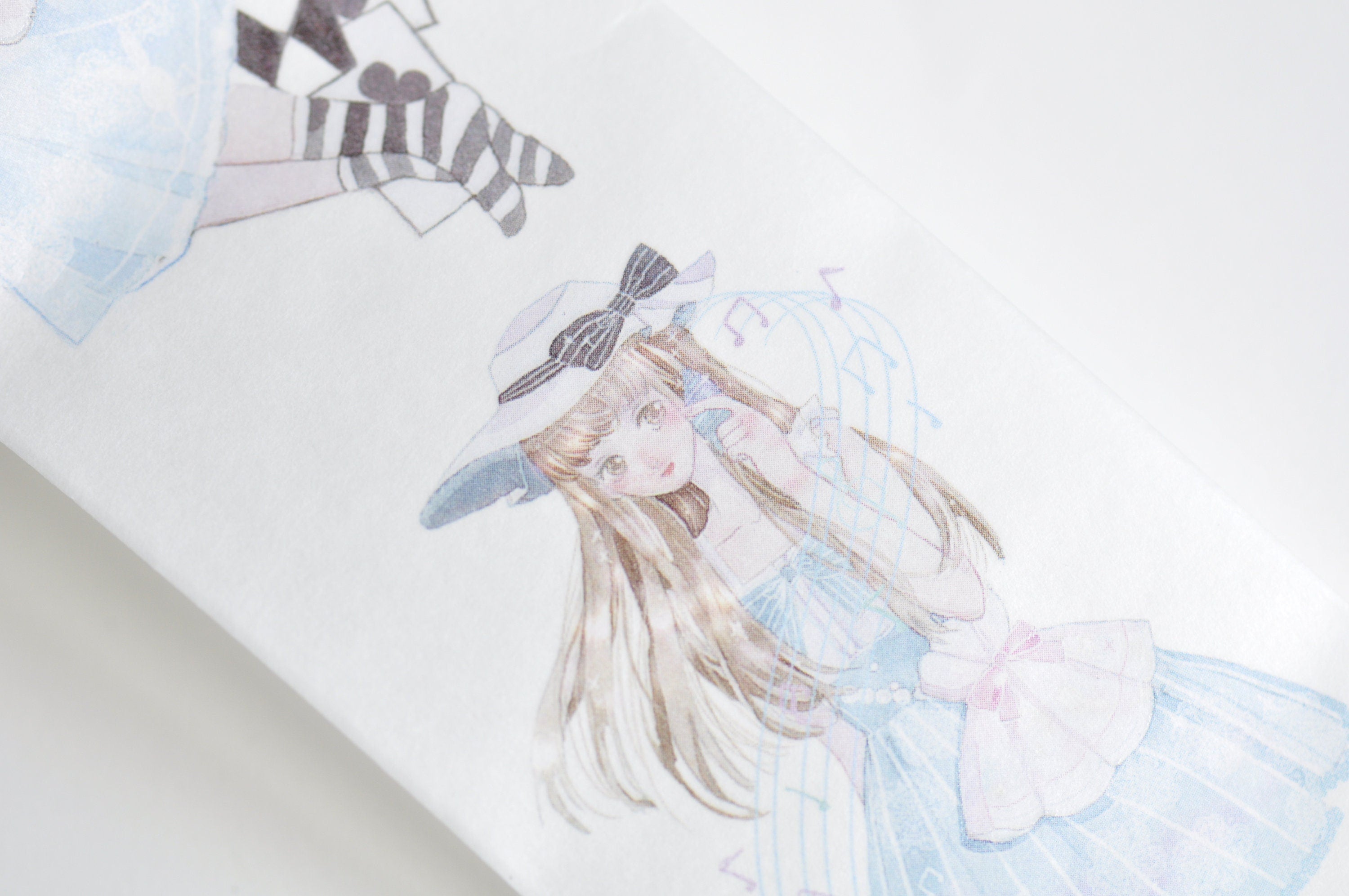 Cute Girls Bunny Washi Tape Lined Paper Tape 45mm x 3 Meters Roll