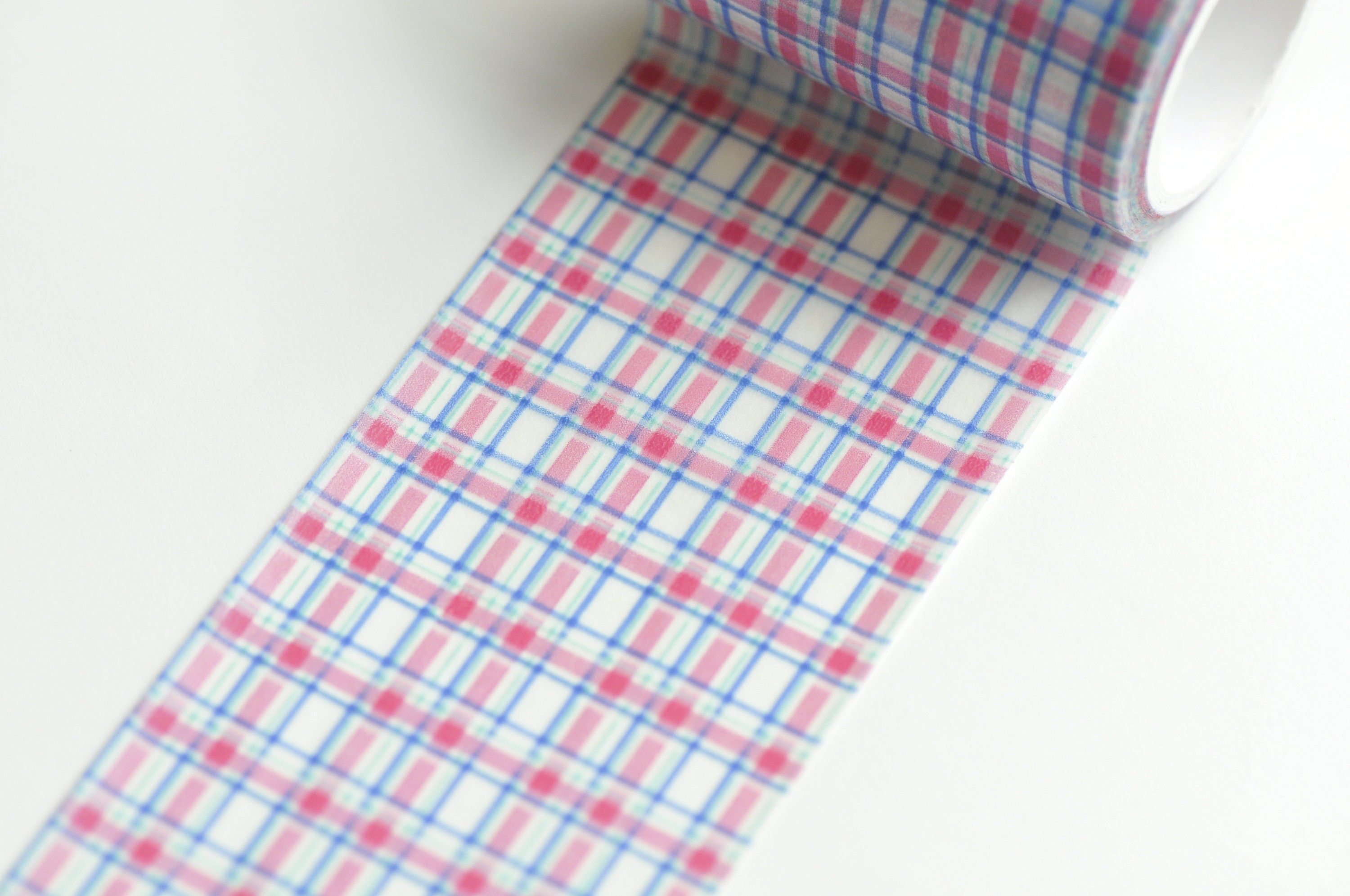 Retro Red And Blue Grid Pattern Wide Washi Tape Journal Supplies 50mm x 5 Meters Roll No.12153