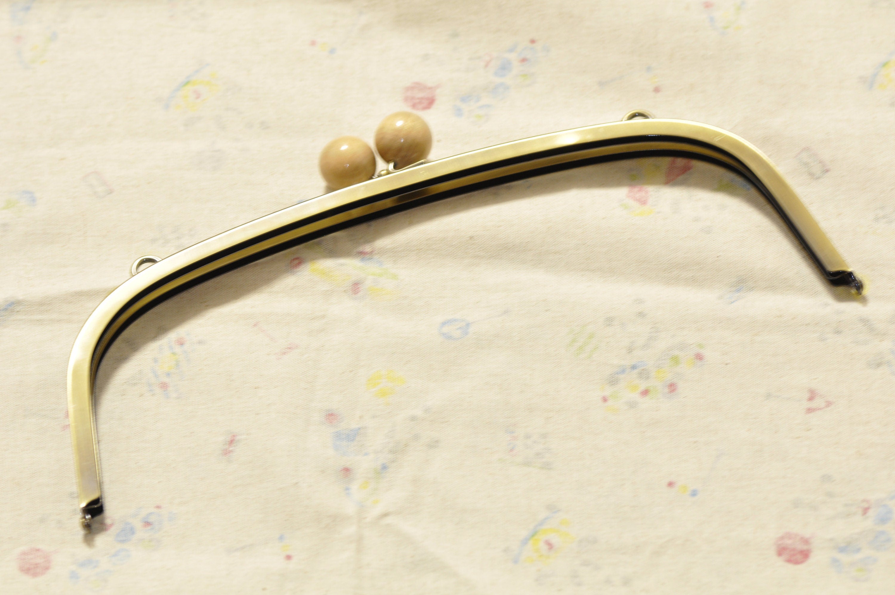 Bronze Purse Frame /Handle Purse Frame Wood Ball Kisslock Large Purse Frame 32cm x 11.5cm