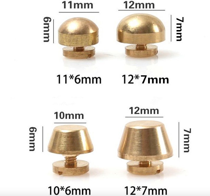 Brass Rivets and Studs for Bottom of Handbags/Screwed Studs/ Button Leatherworking Screws Belt Stud 4 Set A Pack Pick Style