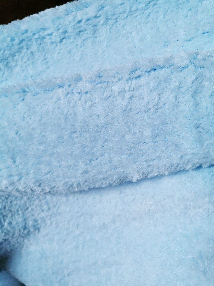 170cm x 45cm Light Blue Teddy Bear Fabric Curl Fabric Large Size For Doll Making (66"x17")