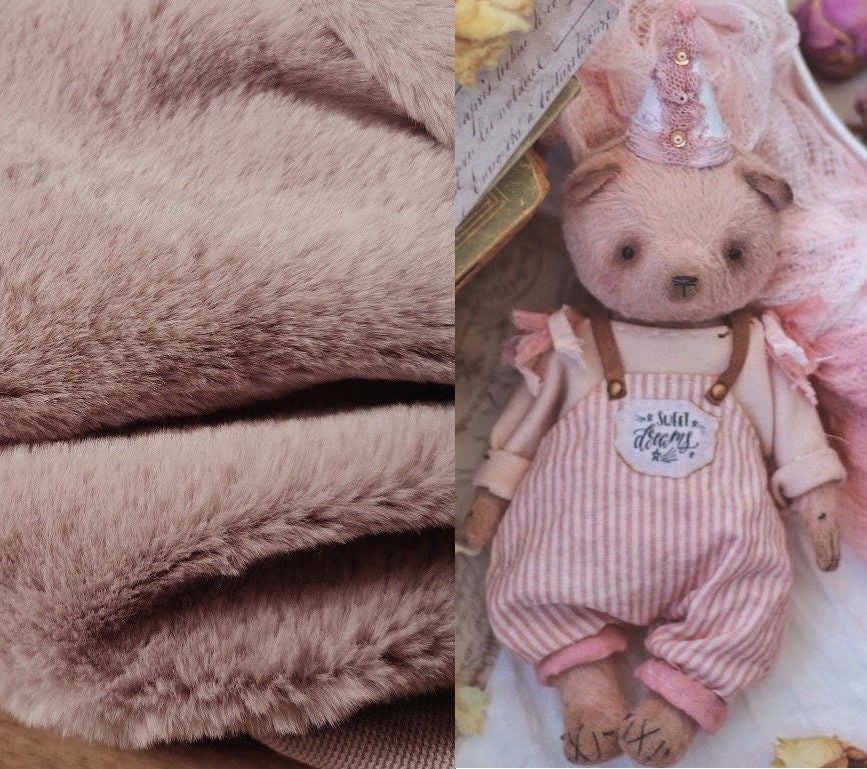 150cm x 48cm ( 59"x 19") Gray Pink Bears Long Fabric Teddy Bears Fur For Teddy Bear Toy Making