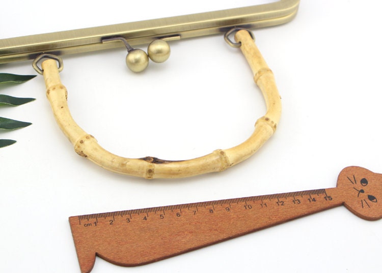 Antique Bronze Purse Frame With Natural Bamboo Handle Come With Screws 20cm ( 8")/25cm( 10") Pick Size