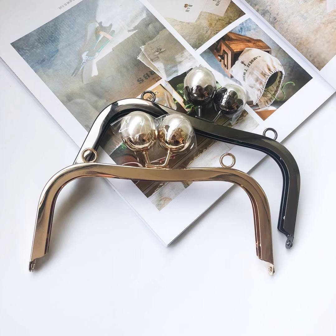 16.5cm( 6 1/2") Vintage Bag Purse Frame Screwed Style With Loops Gunmetal/Light Gold 16.5 x 6.5cm