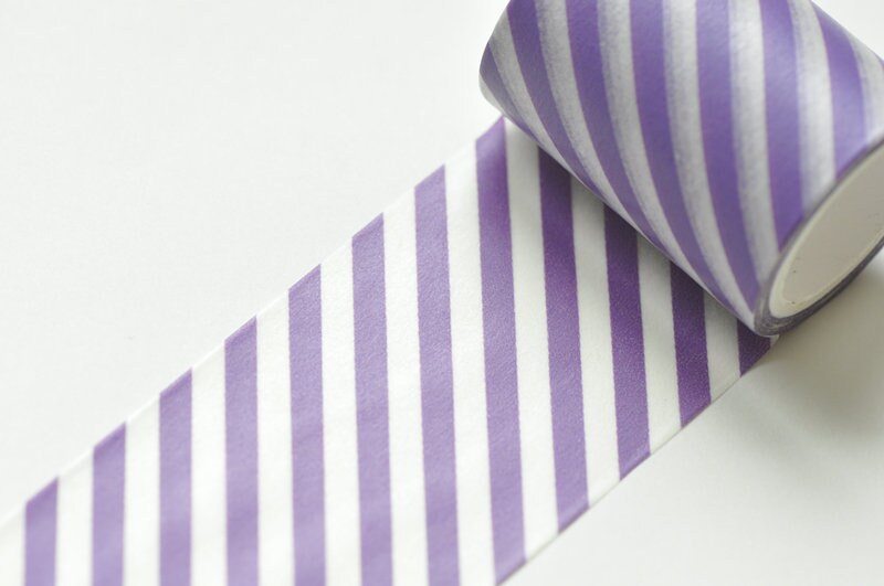 Purple Stripe Washi Tape Wide Scrapbooking Tape 50mm x 5 Meters Roll