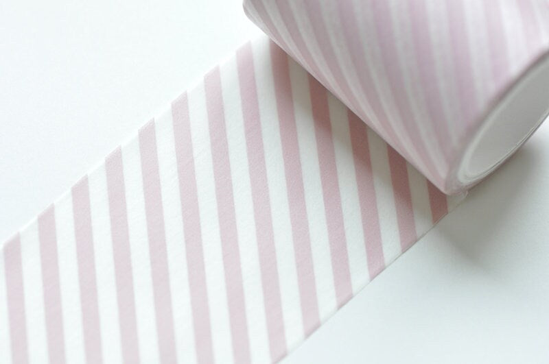 Pink Stripe Washi Tape Wide Scrapbooking Tape 50mm x 5 Meters Roll