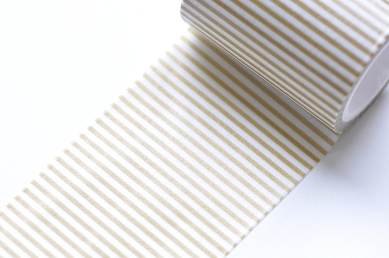 Khaki Stripe Washi Tape Wide Scrapbooking Tape 50mm x 5M Roll No.12120