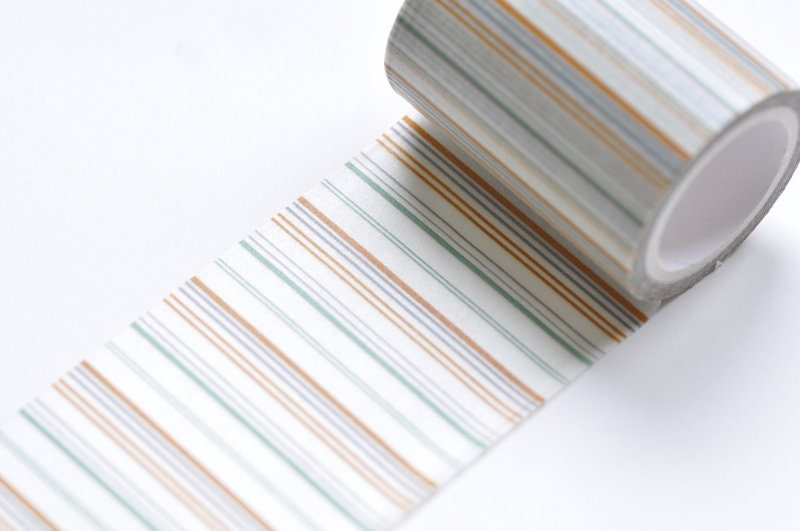 Khaki Stripe Washi Tape Wide Scrapbooking Tape 50mm x 5M Roll