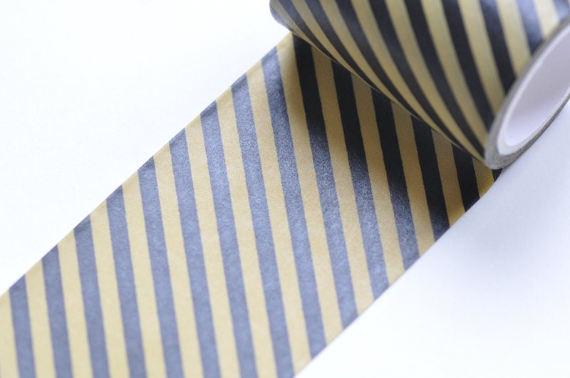 Black Yellow Stripe Washi Tape Wide Scrapbooking Tape 50mm x 5M Roll