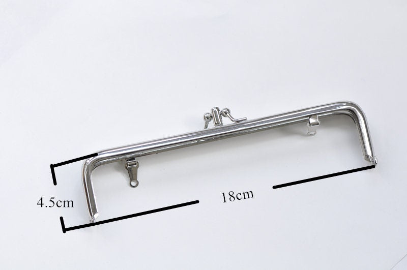 Double Pocket Purse Frame Silver Two Bags Clutch Hanger Glue-in Style 18.5cm x 4.5cm ( 7“x 1 1/2