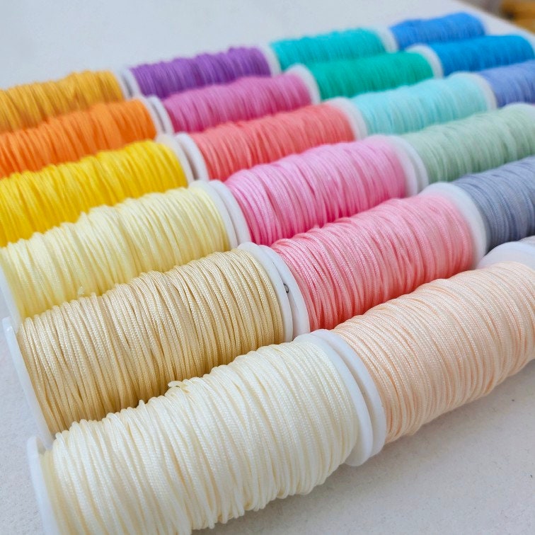 Jewellery Making Necklace Bracelet Weaving No.72 Strands 0.8mm x 25 Meters A Roll Thread 24 Colors A Set