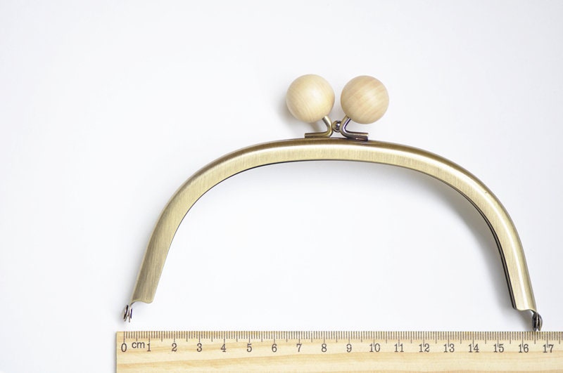 Bronze Purse Frame Bag Hanger Wedding Bag Glue-In Style Purse Frame Wood Kisslock 16.5cm x 6cm ( 6