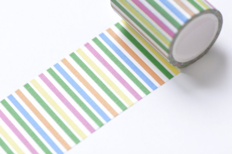 Rainbow Stripe Washi Tape Wide Scrapbooking Tape 50mm x 5 Meters Roll