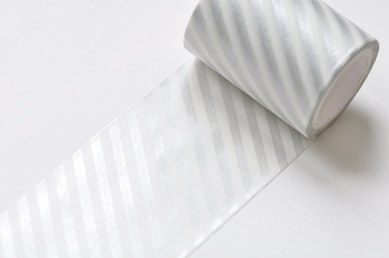 Gray Stripe Washi Tape Wide Scrapbooking Tape 50mm x 5M Roll