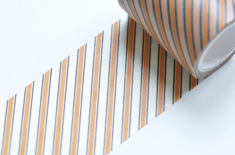Orange Stripe Washi Tape Wide Scrapbooking Tape 50mm x 5 Meters Roll