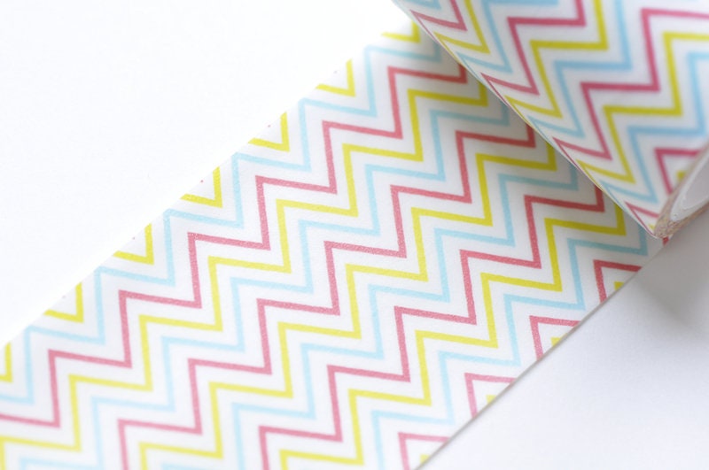 Rainbow Zigzag Stripe Washi Tape Wide Scrapbooking Tape 50mm x 5 Meters Roll