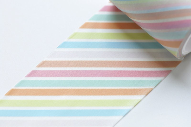 Rainbow Stripe Washi Tape Wide Scrapbooking Tape 50mm x 5 Meters Roll