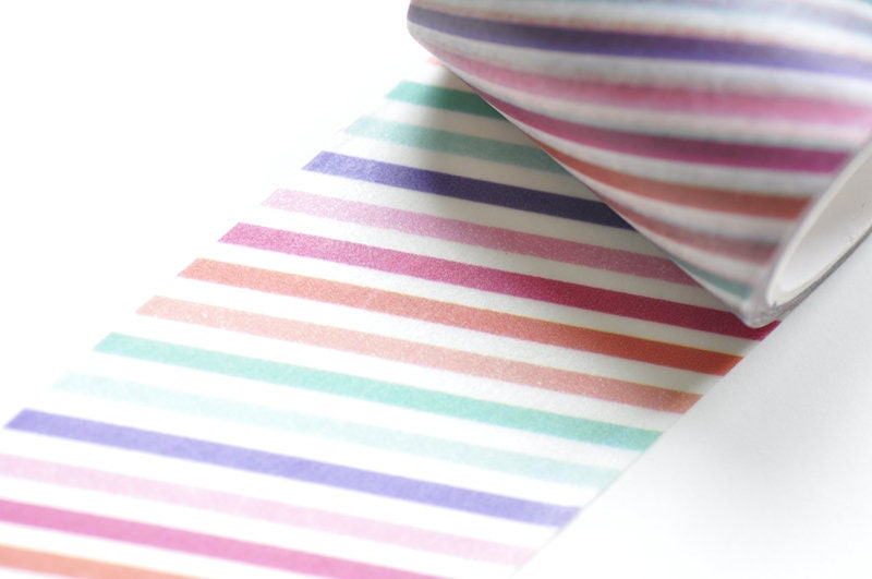 Rainbow Stripe Washi Tape Wide Scrapbooking Tape 50mm x 5 Meters Roll