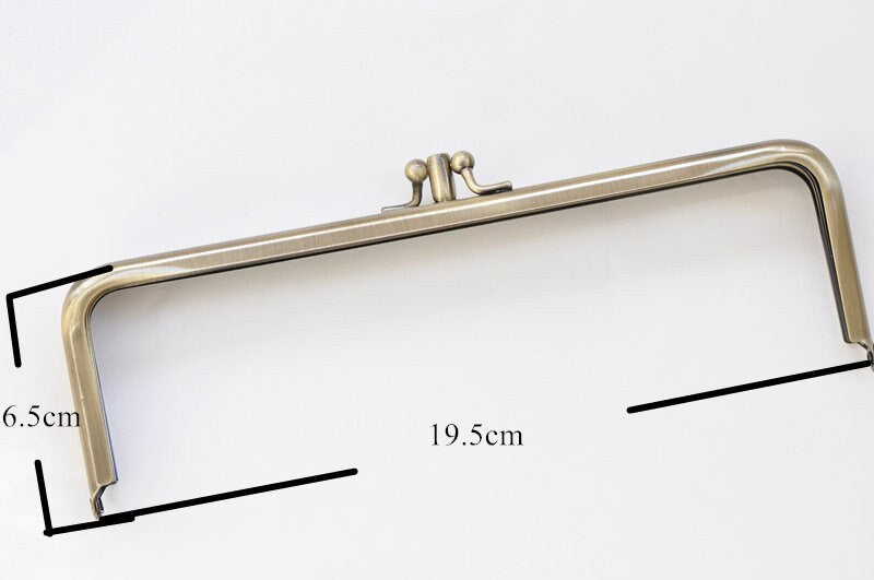 Double Pocket Purse Frame Silver Two Bags Clutch Hanger Glue-in Style 19cm x 6cm ( 7 1/2