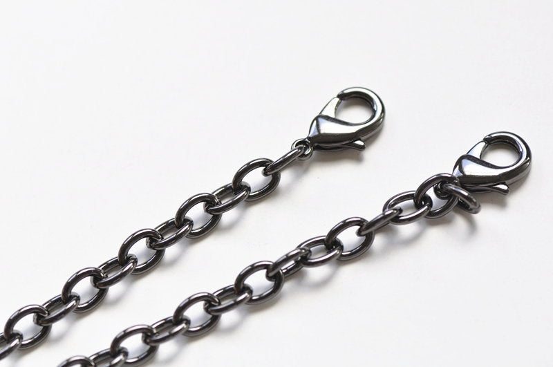 6mm Bag Chain O Chain With Two Lobsters Silver And Gumetal Black Two Colors Pick Color
