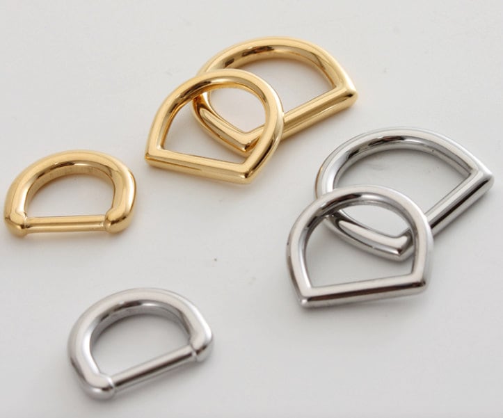 2 pcs A Set Stainless Steel D Rings Inner Size 11mm/12mm/14mm Pick Color