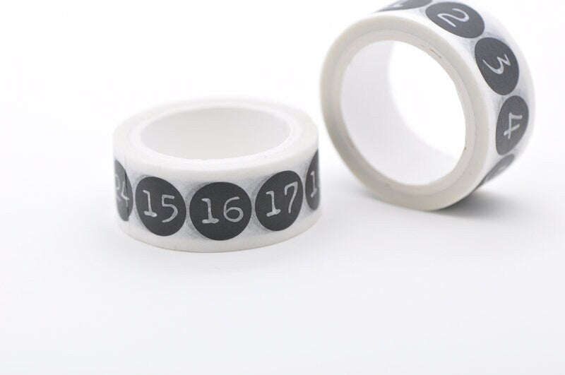 Numbers 1 to 31 Deco Washi Tape 15mm x 5 Meters Roll No.12023