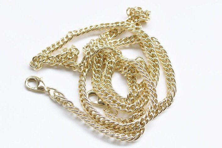 Light Gold Bag Chain Two Lobsters Light Gold Color Width 6mm x 120cm