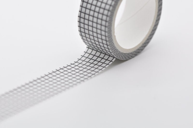 Black Grid Pattern Washi Tape Journal Supplies 15mm Wide x 3 Meters Roll No.12029