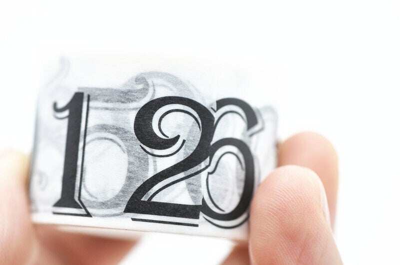 Numbers 0 to 9 Deco Washi Tape 25mm x 5 Meters Roll No.12001