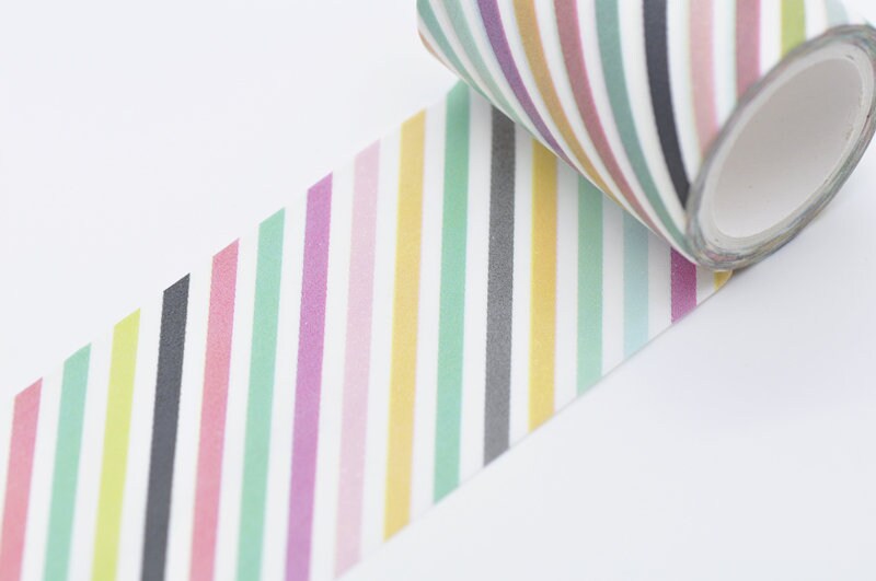 Rainbow Stripe Washi Tape Wide Scrapbooking Tape 50mm x 5 Meters Roll No.12210