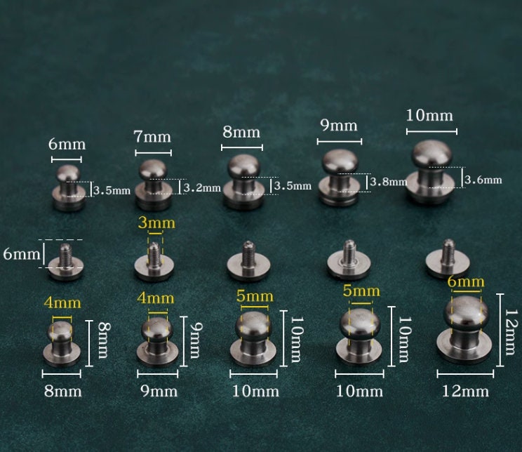 Stainless Steel S303 Rivets and Studs for Handbags/Screwed Studs/ Button Leatherworking Screws Belt Stud 5 Sets A Pack Pick Size