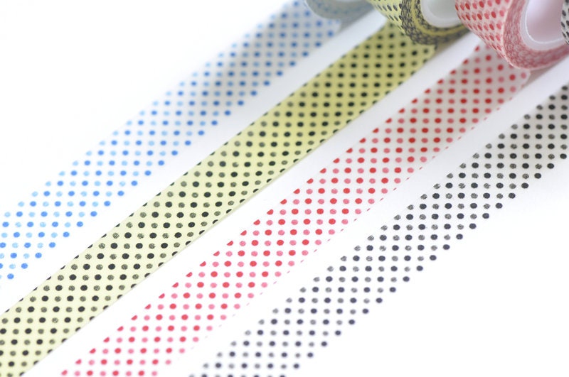 Dots Washi Tape Journal Suppliers 15mm x 5 Meters Blue Yellow Red Black 4 Colors Pick Up Color
