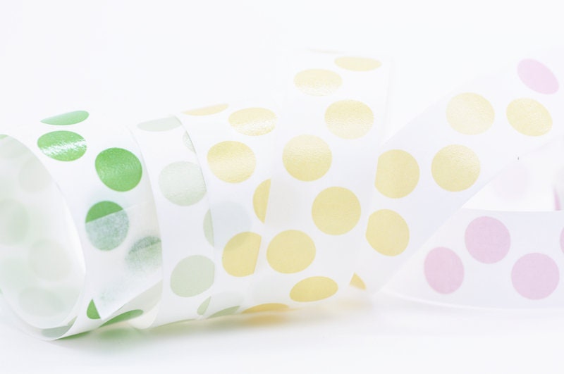 Polka Dots Adhesive Washi Tape With Backing 20mm Wide x 5M Roll