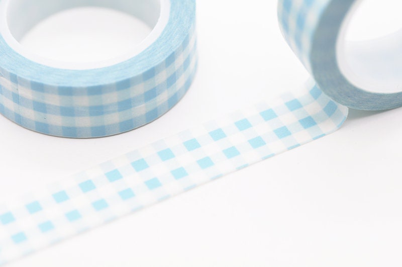 Blue Grid Pattern Washi Tape Journal Supplies 15mm Wide x 10M Roll