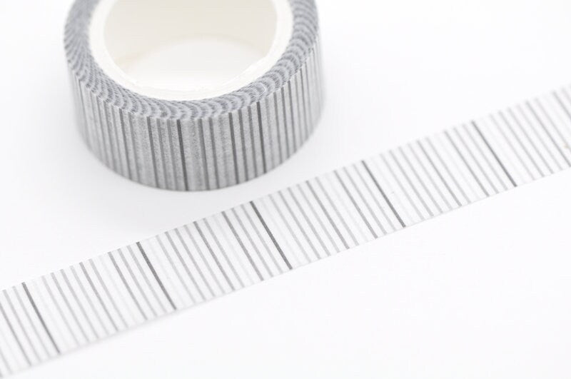 Gray Stripes Washi Tape 15mm Wide x 10M Roll