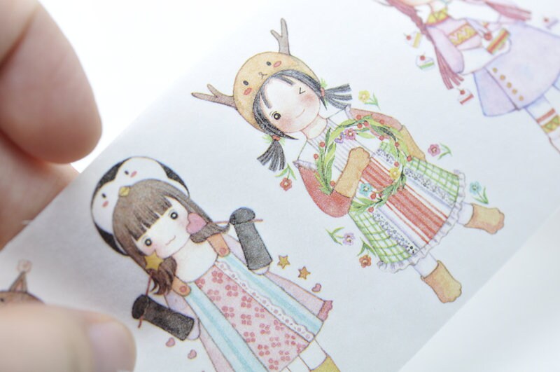 Girls Washi Tape Lined Scrapbooking Supply 55mm x 3 Meters